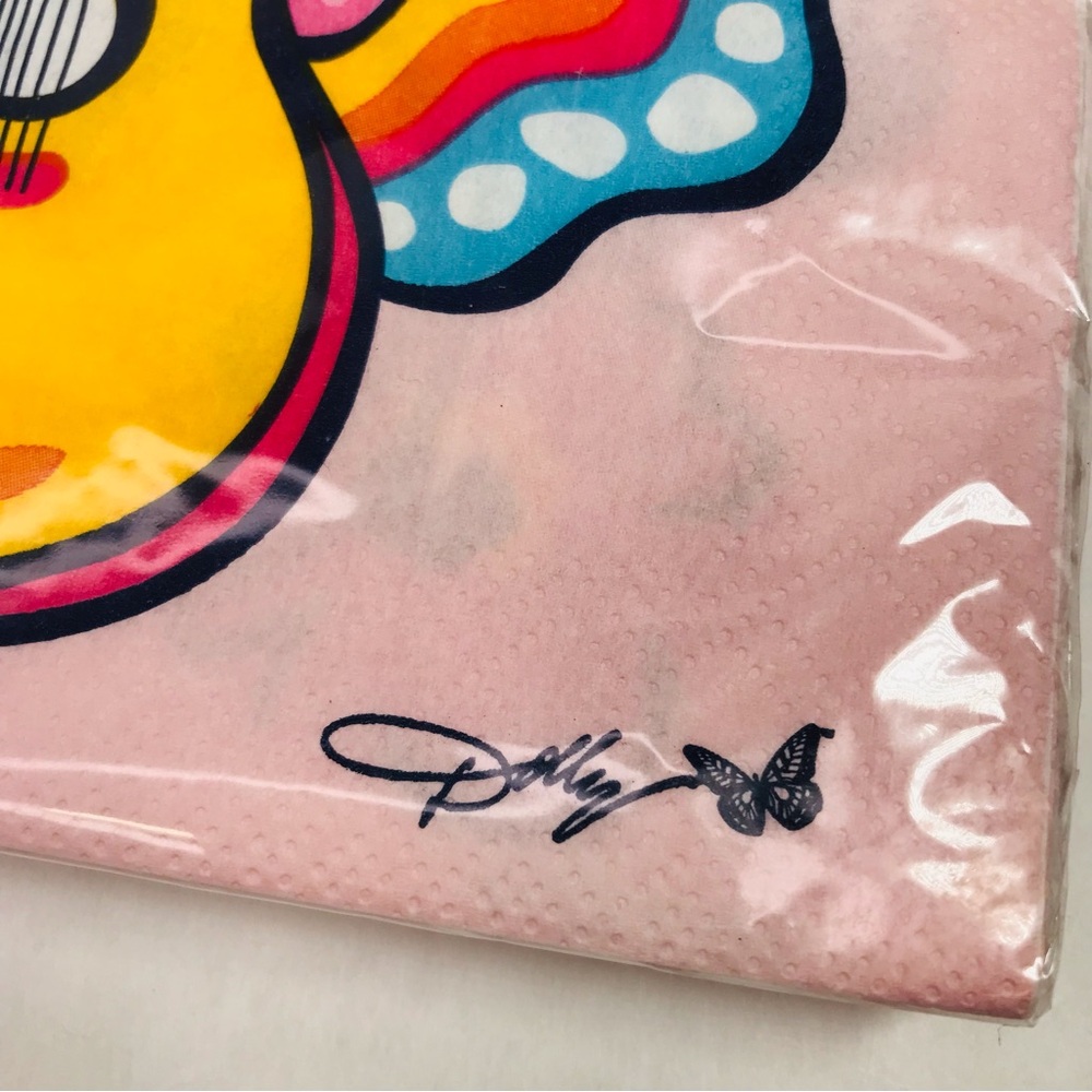 Dolly Parton Paper Napkins Pink 16ct There'll Always Be Music Guitar Butterfly - Picture 3 of 7